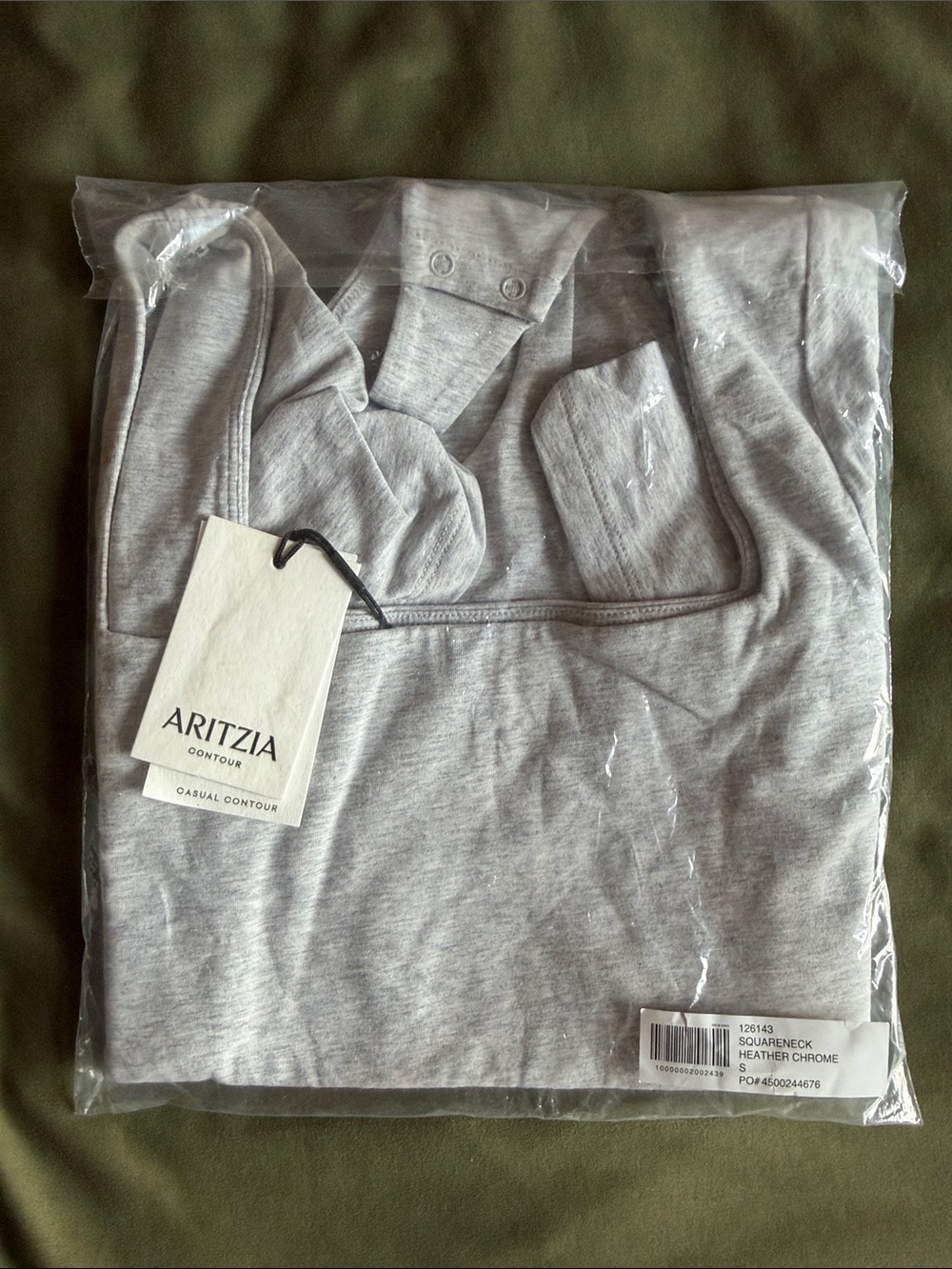 {ARITZIA} heather chrome square neck casual contour bodysuit S
